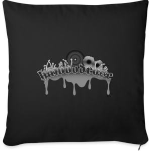 coussin noir avec logo hawoodrose noir et blanc